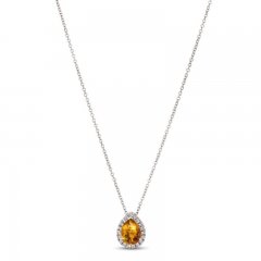 Le Vian Citrine & Diamond Necklace 1/8 ct tw 14K Vanilla Gold 18"