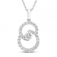 Encircled by Love Diamond Necklace 1/2 ct tw Round-cut 10K White Gold 18"