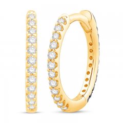 Black & White Reversible Diamond Hoop Earrings 1/4 ct tw Round-Cut 10K Yellow Gold