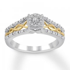 Diamond Engagement Ring 1/5 ct tw Round-cut 10K Two-Tone Gold