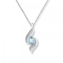 Aquamarine Necklace Diamond Accents Sterling Silver