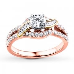 Diamond Engagement Ring 7/8 ct tw Round-cut 14K Two-Tone Gold