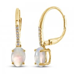 Opal & Diamond Earrings 1/20 ct tw 10K Yellow Gold