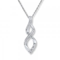 Twist Necklace Diamond Accents Sterling Silver