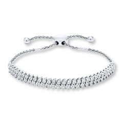 Diamond Bolo Bracelet 1/5 ct tw Round-cut Sterling Silver