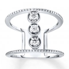 Diamond North-South Ring 1/4 ct tw Round-cut 10K White Gold