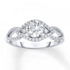 Diamond Engagement Ring 7/8 ct tw Round-cut 14K White Gold