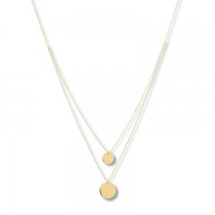 Disc Layered Necklace 14K Yellow Gold 16" to 18" Adjustable