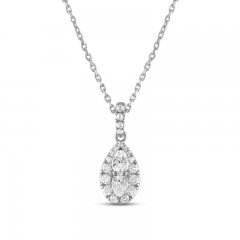 Forever Connected Diamond Necklace 1/4 ct tw Round/Pear 10K White Gold 18"