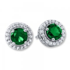 Lab-Created Emerald Earrings Sterling Silver