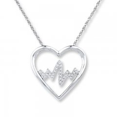 Heartbeat Necklace 1/10 ct tw Diamonds Sterling Silver