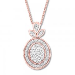 Diamond Oval Necklace 1/4 ct tw Round-cut 10K Rose Gold