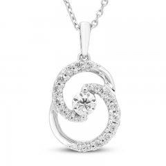 Encircled by Love Diamond Necklace 1/3 ct tw Round-cut 10K White Gold 18"