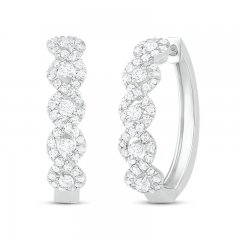 Diamond Swirl Hoop Earrings 1 ct tw Round-cut 10K White Gold