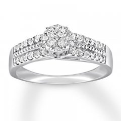 Diamond Engagement Ring 1/3 ct tw Round-cut 10K White Gold