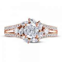 Adrianna Papell Diamond Engagement Ring 1-1/3 ct tw Round/Marquise 14K Rose Gold