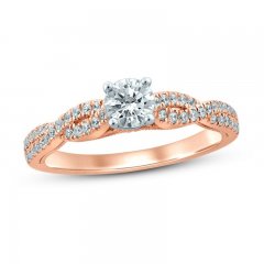 Diamond Engagement Ring 1/2 ct tw Round-cut 14K Rose Gold