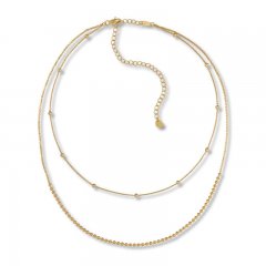 Diamond-cut Layered Necklace 14K Yellow Gold 16"