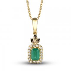 Le Vian Emerald Necklace 1/6 ct tw Diamonds 14K Honey Gold 18"