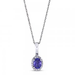 Tanzanite & 1/10 ct tw Diamond Necklace 10K White Gold 18"