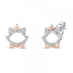 Disney Treasures Aristocats Diamond Earrings 1/10 ct tw Sterling Silver/10K Rose Gold