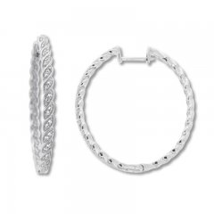 Diamond Twist Hoop Earrings 1/4 ct tw Round-cut Sterling Silver