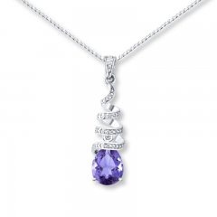 Amethyst Necklace Diamond Accents Sterling Silver