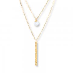 Layered Necklace Cultured Pearl 10K Yellow Gold