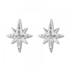 North Star Earrings 1/10 ct tw Diamonds 10K White Gold