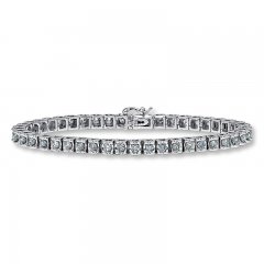 Diamond Bracelet 3 ct tw Round-cut 14K White Gold