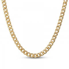 Men's Hollow Curb Chain Necklace 14K Yellow Gold 24"