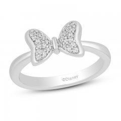 Disney Treasures Minnie Mouse Diamond Bow Ring 1/10 ct tw Round-Cut Sterling Silver