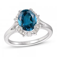 Le Vian Blue Topaz Ring 1/8 ct tw Diamonds 14K Vanilla Gold