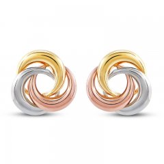 Stud Earrings 14K Tri-Tone Gold