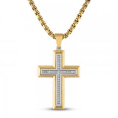 Men's Diamond Cross Necklace 1/5 ct tw Stainless Steel 22"