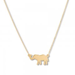 Elephant Necklace 14K Yellow Gold 16"-18" Adjustable