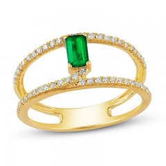 Emerald Ring 1/4 ct tw Diamonds 10K Yellow Gold