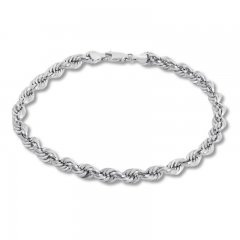 Rope Chain Bracelet 14K White Gold 8.5" Length