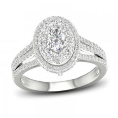 Multi-Diamond Engagement Ring 1-1/5 ct tw Oval/Round-Cut 14K White Gold