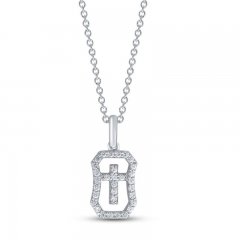 Diamond Cross Necklace 1/6 ct tw Round-cut 10K White Gold 18"