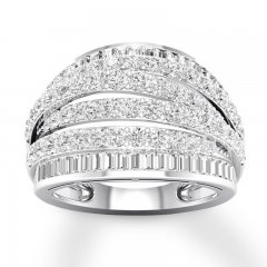 Diamond Anniversary Band 2 ct tw Round/Baguette 14K White Gold