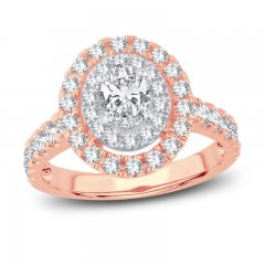 Multi-Diamond Engagement Ring 1-1/2 ct tw Oval/Round-Cut 14K Rose Gold