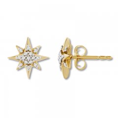 Diamond Star Earrings 1/10 ct tw Round-cut 10K Yellow Gold