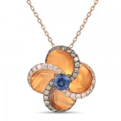 Le Vian Creme Brulee Sapphire Necklace 1-1/3 ct tw Diamonds 14K Strawberry Gold