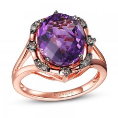 Le Vian Grape Amethyst Ring 1/8 ct tw Diamonds 14K Strawberry Gold