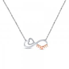 Mom Heart Necklace 1/20 ct tw Diamonds Sterling Silver/10K Gold