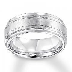 9mm Wedding Band White Tungsten Carbide