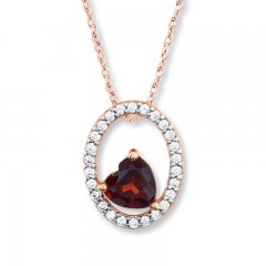 Lab-Created Garnet 1/10 ct tw Diamonds 10K Rose Gold Necklace