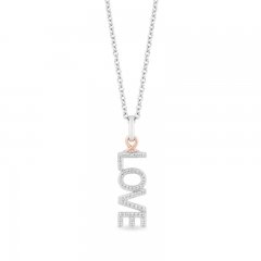 Hallmark Diamonds Love Necklace 1/8 ct tw Sterling Silver/10K Rose Gold 18"