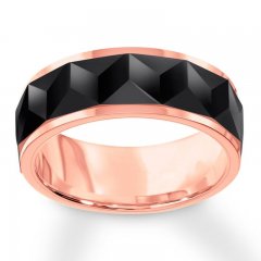 8mm Faceted Wedding Band Black/Rose Tungsten Carbide